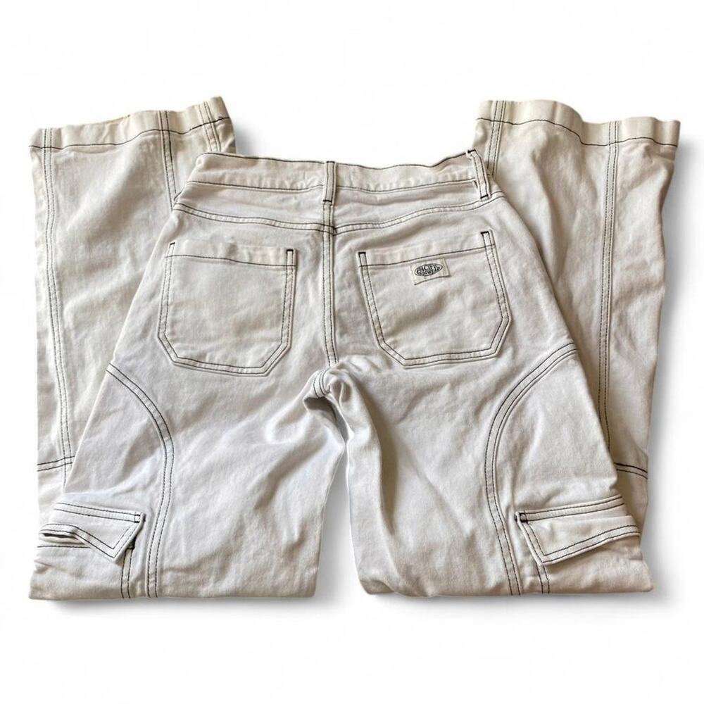 Pacsun white low rise skater baggy jeans with black stitching